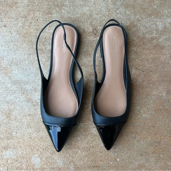 Aldo Black Fleure Slingback Pointed Cap Toe Flats for Women - Picture 5 of 5